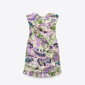 Zara draped printed mini dress